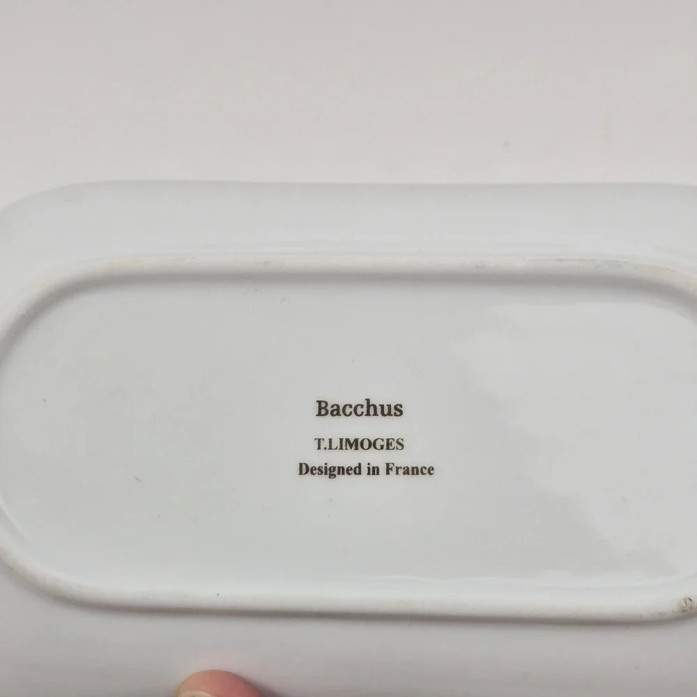 Vintage T Limoges France Bacchus Porcelain Vanity Set Tray Trinket Box